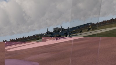 He-111 na stojánce, JG26 se pomalu pojíždí na start